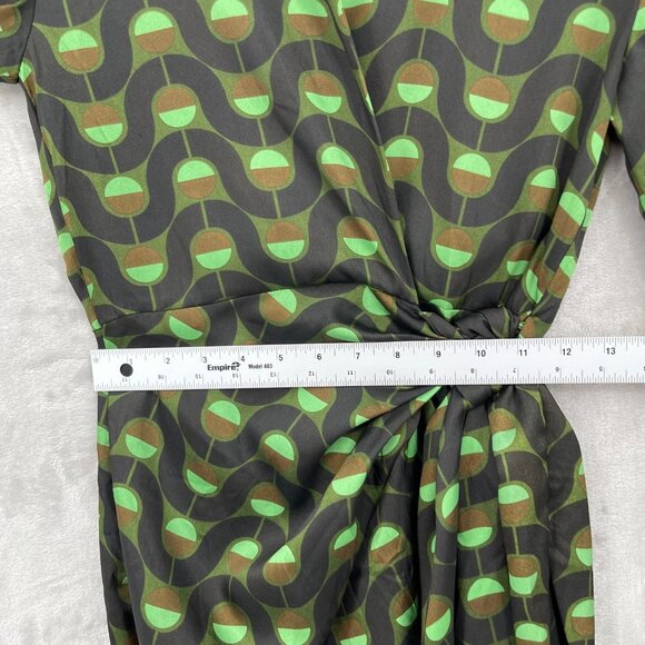 Zara Retro Printed Twill Wrap Shirt Midi Dress Disco Long Sleeve - Picture 14 of 15